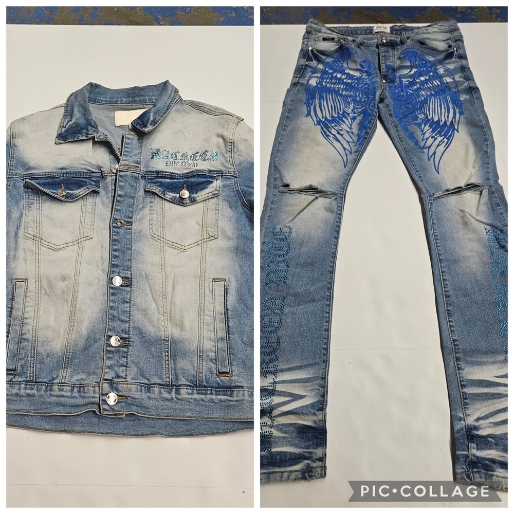 Mackeen Y2K Jean Matching Set, Size 34 Jeans Size M Top Jacket